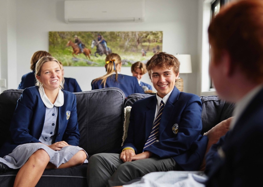 Students enjoying life in the common area while boarding at Snowy Mountains Grammar School in Jindabyne, NSW.