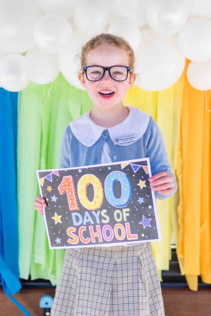 Snowy Mountains Grammar School Kindergarten students dressed for 100 Days of School