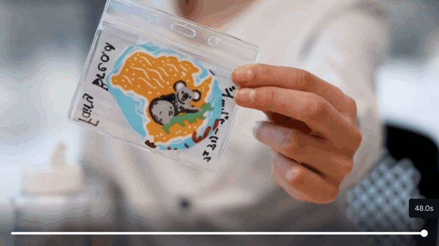 Snowy Mountains Grammar School Year 7 student holding a scent sample during the One Giant Leap Connecting Minds Project with Ritsumeikan Moriyama Junior and Senior High School.