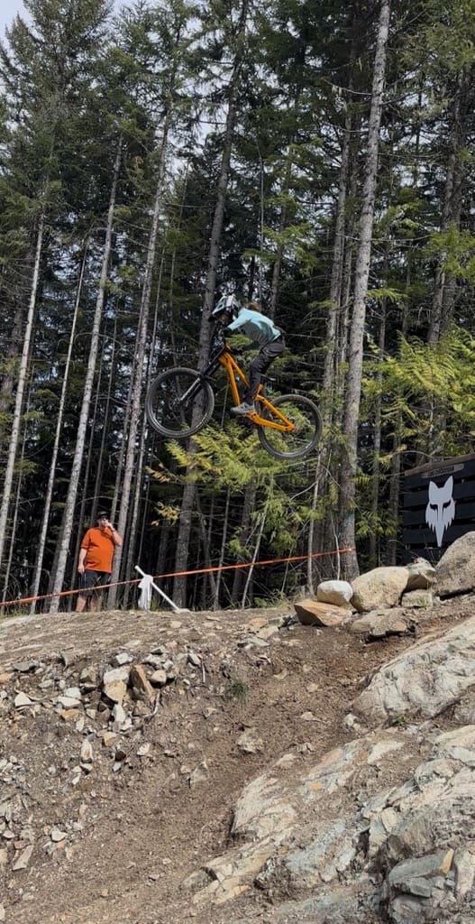 SMGS Mountain Bike Academy athlete mountain bike racing in Whistler.